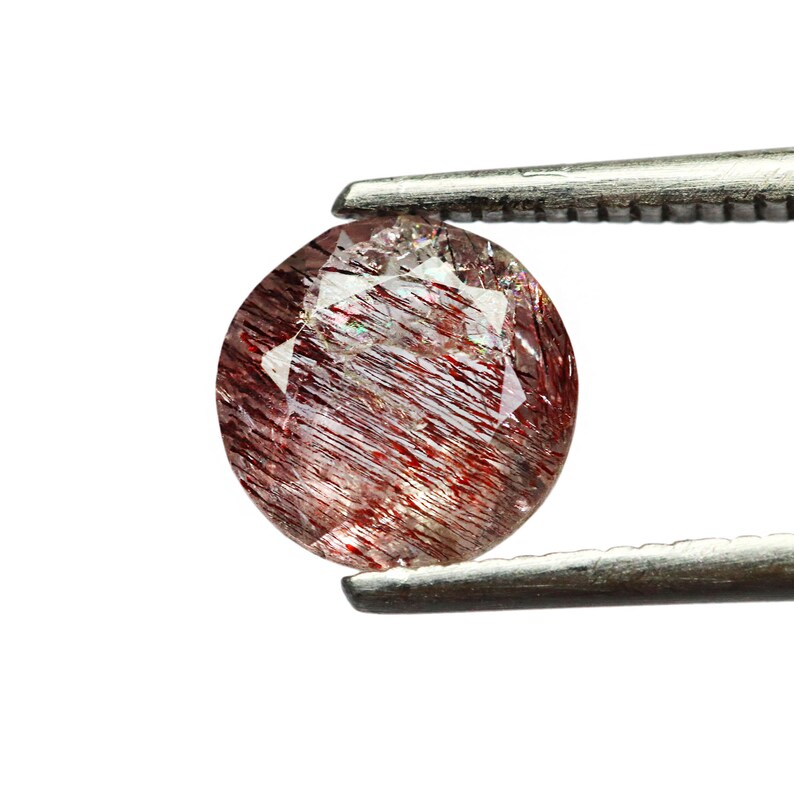 1.35 Cts Cocoxenite Stone Round Cut Stone 7x7x4mm Super Seven Round Stone Loose Gemstone Lepidocrocite Gemstone