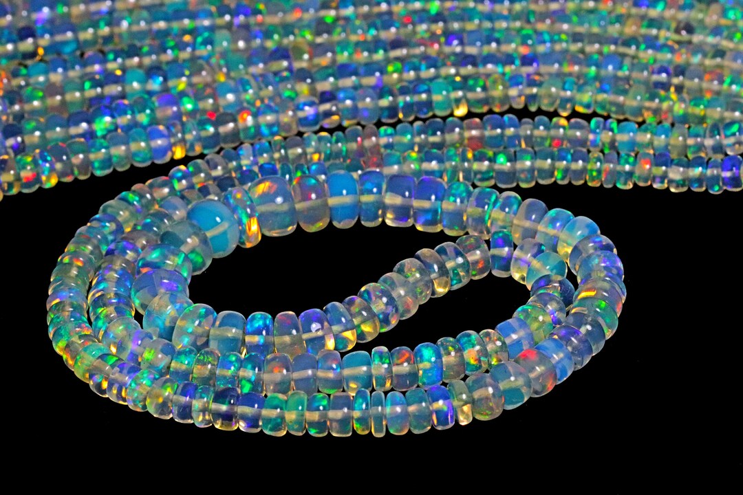 Opal Beads Strand, Ethiopian Opal Rondelle Beads Gemstone, Smooth ...