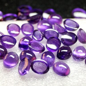 Améthyste naturelle, pierre améthyste, cabochon d&#39;améthyste, cabochon, pierre précieuse en vrac, 9 x 7 mm - 44 pièces