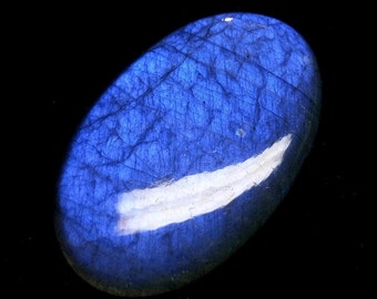 Blue Labradorite Cabochon: 79 Carat Polished Gemstone (47x29x7 mm)