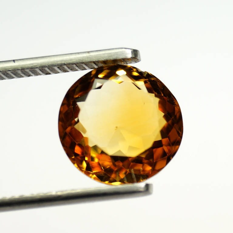 Citrine Stone, Round Cut Citrine Gemstone, 10.5mm Round, 10.5x10.5x6.5mm, Gemstone Citrine, Faceted Citrine Stone, Citrine Cut Stone