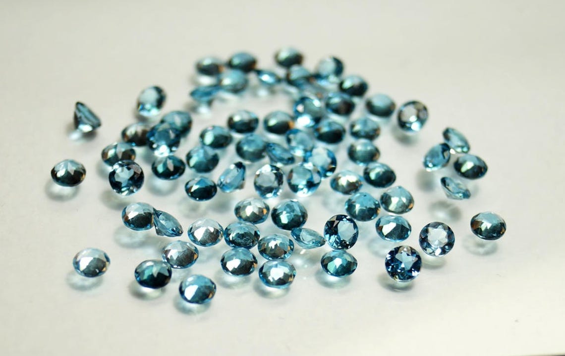 AAA Grade Loose Blue Topaz Gemstone 4x4mm Round Topaz Etsy