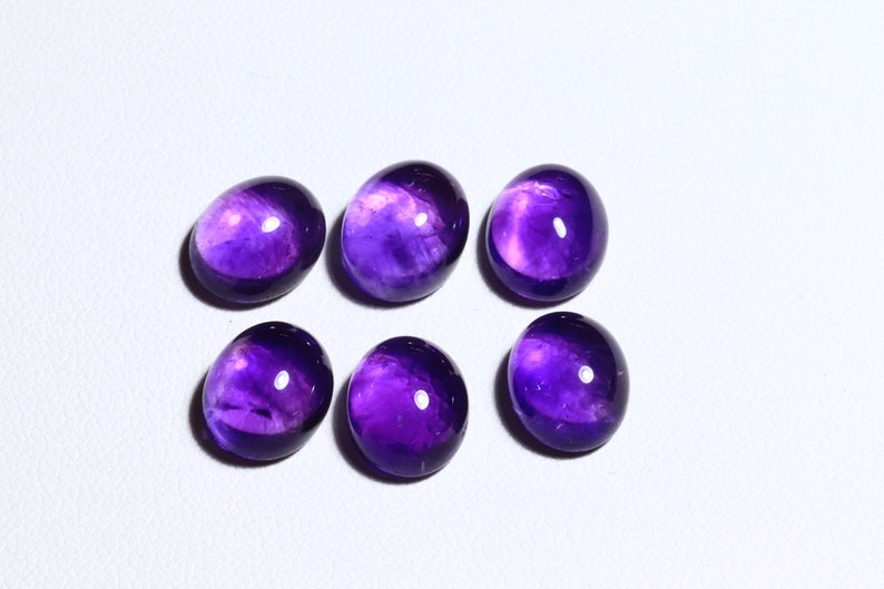 Natural Amethyst Cabochon 8x6mm 9x7mm 10x8mm 11x9mm Oval Calibrated Size Gemstone 5 pieces LOT