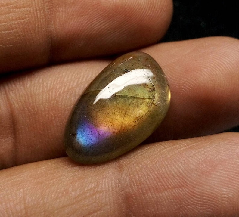 Natural Labradorite Cabochon Gemstone 23x14x5 mm Rainbow Flashy Purple Labradorite Fancy Shape Gemstones