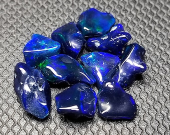 Ethiopian Blue Opal Stone: Polished Uncut Gemstone Cabochons, 10 Pieces