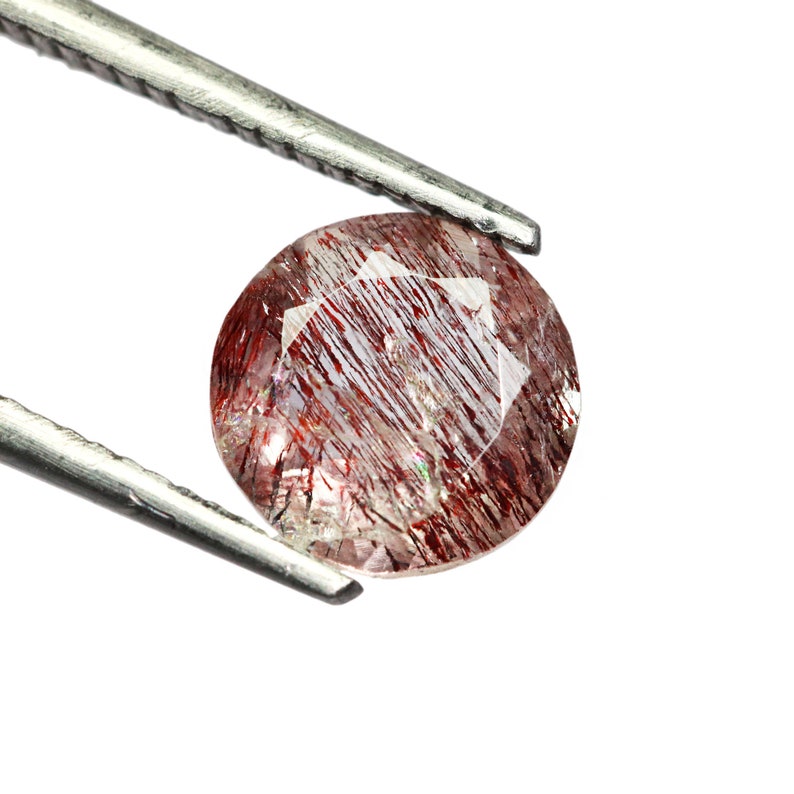 1.35 Cts Cocoxenite Stone Round Cut Stone 7x7x4mm Super Seven Round Stone Loose Gemstone Lepidocrocite Gemstone