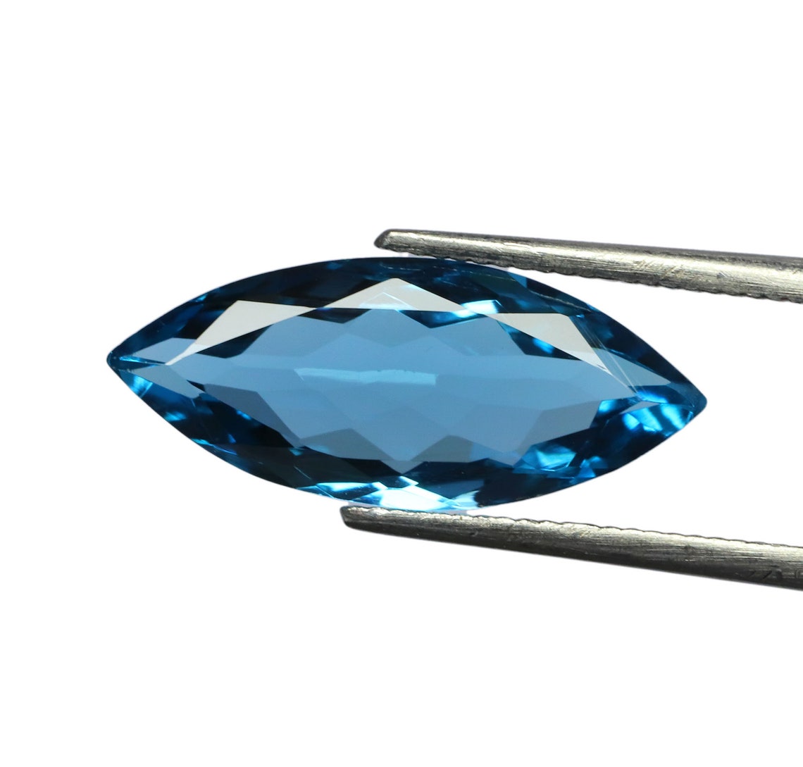 London Blue Topaz Faceted Marquise Stone Blue Topaz Gemstone Etsy