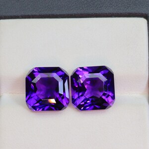 10mm Amethyst Quartz Gemstone - Purple Amethyst Stones Best for Earring - Matched Pair - Lab Created Purple Amethyst Stone - Synthetic Stone