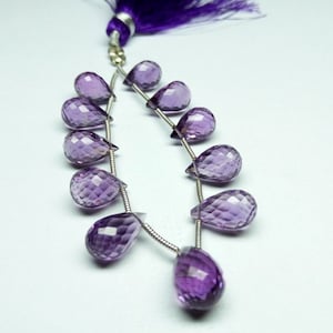11 Pieces Purple Amethyst Gemstone Briolette, Faceted Amethyst Teardrop Briolette, Amethyst Drop Briolette, Amethyst Beads Strand