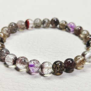 Auralite Stone, Super 7 Stone, Super Seven Gemstone, Loose Stone, Cabochon Stone, Super 7 Bracelet, 60.45 Cts 7x7mm 7&quot; Inch Length