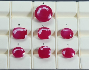 Lab Grown Ruby Gemstone: Faceted Corundum Loose Stone