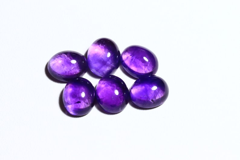Natural Amethyst Cabochon 8x6mm 9x7mm 10x8mm 11x9mm Oval Calibrated Size Gemstone 5 pieces LOT