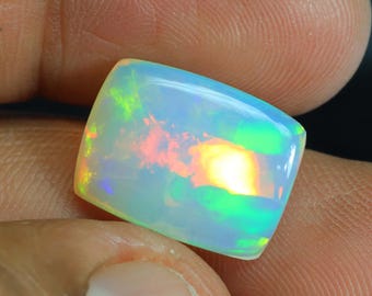 5.45 Cts Ethiopian Opal Gemstone - Welo Shiny Rainbow Flashy Opal Gems - Cushion Shape - 16.5x12.5x4.5mm Opal Gems Gift For Her