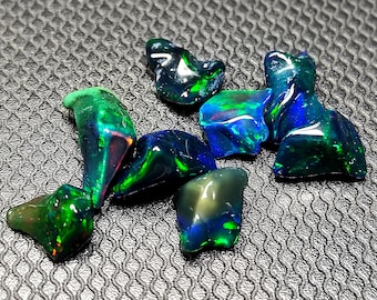 Ethiopian Black Opal Stone Lot: Polished Uncut Gemstone (8.65 Cts, 7x7mm - 13x7mm)