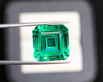 Colombian Emerald Square Unique Cut - 15mm Square Best For Jewelry Stone - Lab Created Emerald Stone - Synthetic Glass Stone  Gift Jewelry