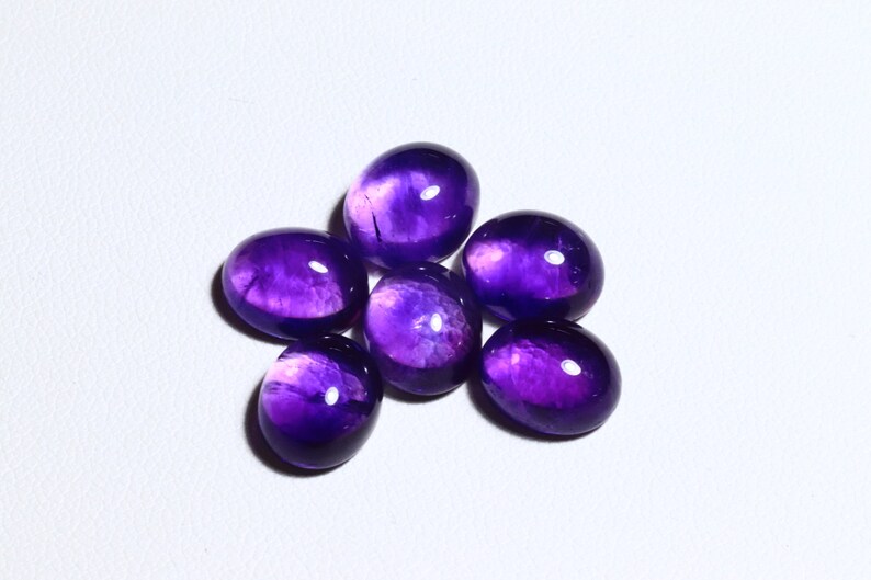 Natural Amethyst Cabochon 8x6mm 9x7mm 10x8mm 11x9mm Oval Calibrated Size Gemstone 5 pieces LOT