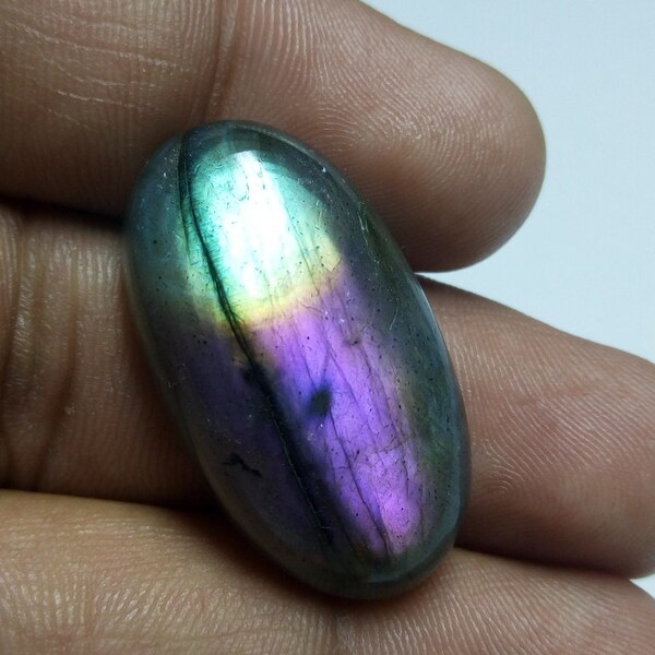 Púrpura y azul fuego labradorita 32 x 18 x 8 MM ovalada lisa labradorita cabujón