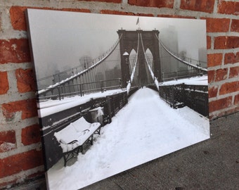 Gallery wrapped print 18x25, Brooklyn Bridge Snow Scene, New York