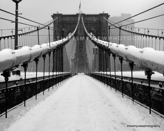 Brooklyn Bridge Snow Scene New York Original Photograph 8x10 Etsy