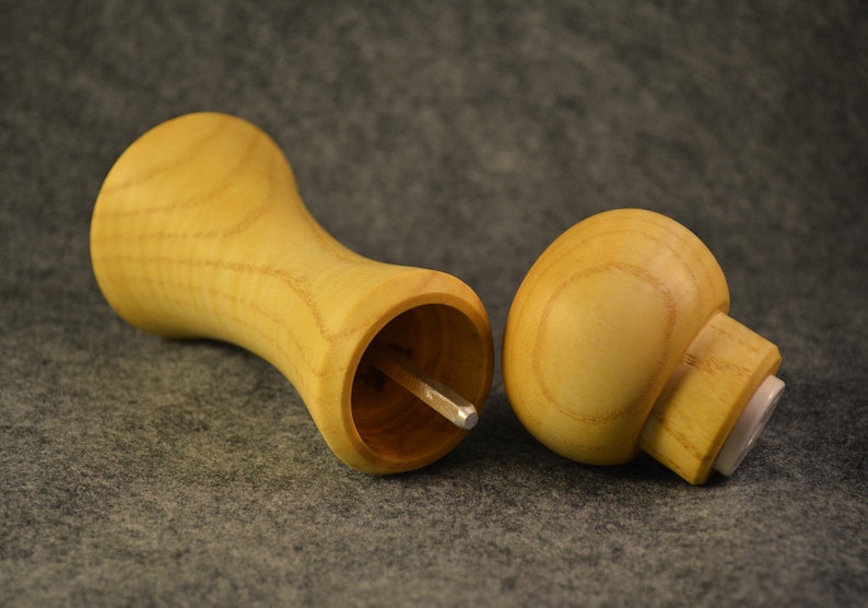 Curly Ash tall Handturned Wooden Spice Mill Salt or Pepper 7 in
