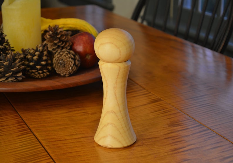 Curly Ash tall Handturned Wooden Spice Mill Salt or Pepper 7 in