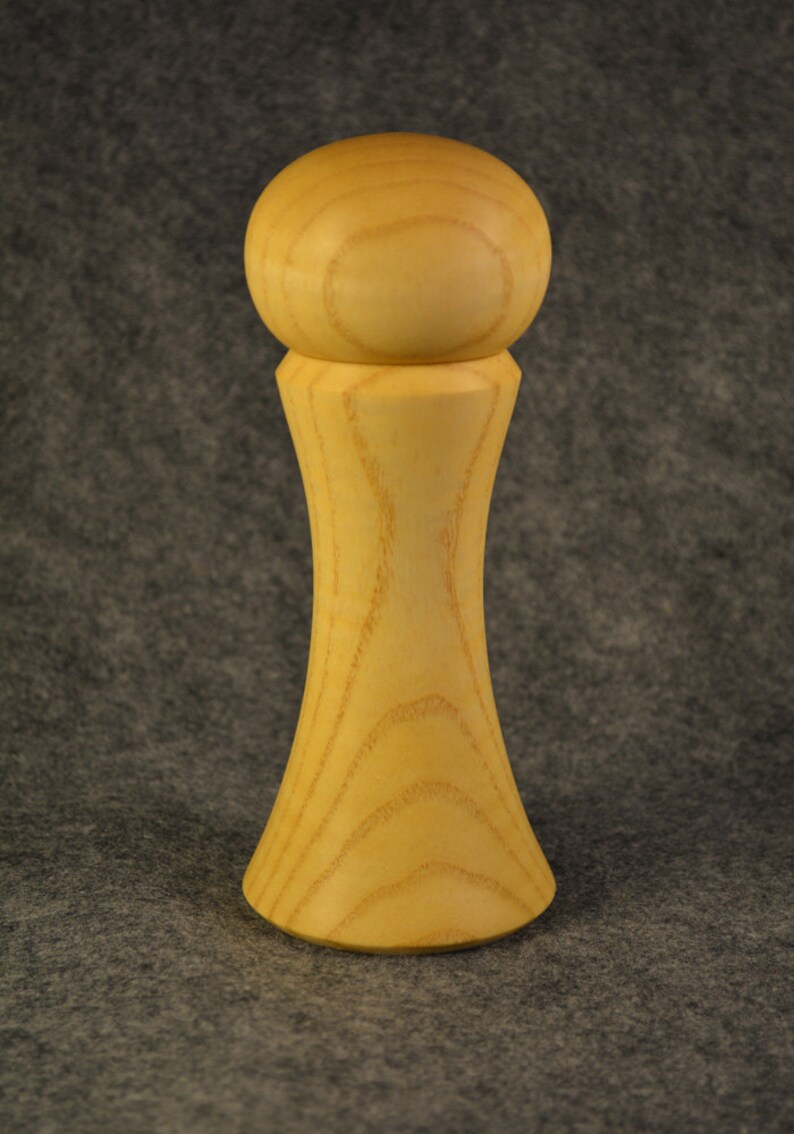 Curly Ash tall Handturned Wooden Spice Mill Salt or Pepper 7 in