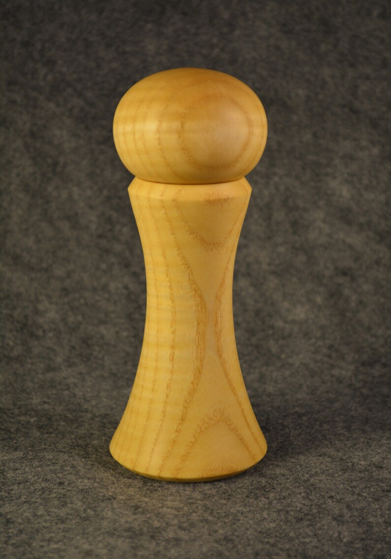 Curly Ash tall Handturned Wooden Spice Mill Salt or Pepper 7 in