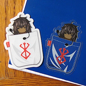 Die-cut Chibi Casca sticker with transparent or white background