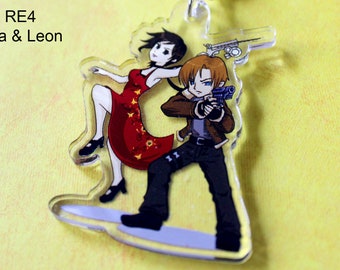 Resident Evil 4 Leon and Ada acrylic charms - keychain or zipper pull