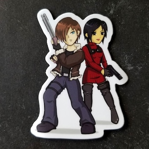 Resident Evil 4 Remake Chibi Ada + Leon vinyl stickers