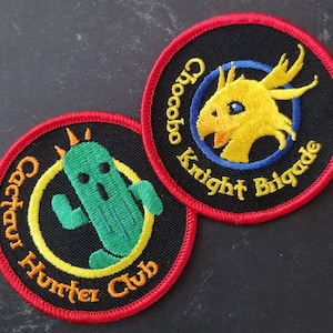 Final Fantasy embroidered patches - two designs - Chocobo or Cactaur