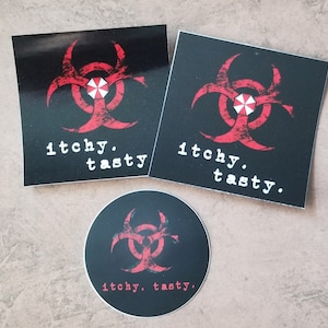 Resident Evil/Biohazard quote &quot;Itchy. Tasty.&quot; stickers or magnets