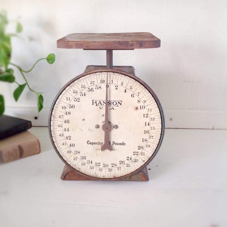 Vintage Hanson Scale|Rustic Scale|Farmhouse Decor|Chippy Paint Scale|Industrial Metal|Farmhouse Kitchen Decor