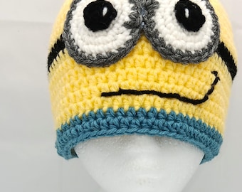 Crochet Minion Inspired Hat - Child to Adult Sizes Halloween Costume