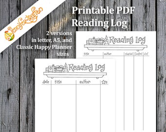 Reading Log / Book List / Instant Download Printable PDF / Bullet Journal / Planner / Coloring