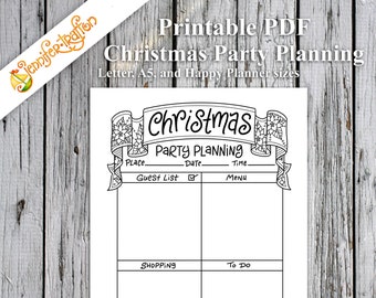 Christmas Party Planning / Bullet Journal Planner Insert Instant Download Printable PDF