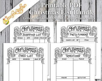 Christmas List Bundle / Bullet Journal Planner Insert Instant Download Printable PDF