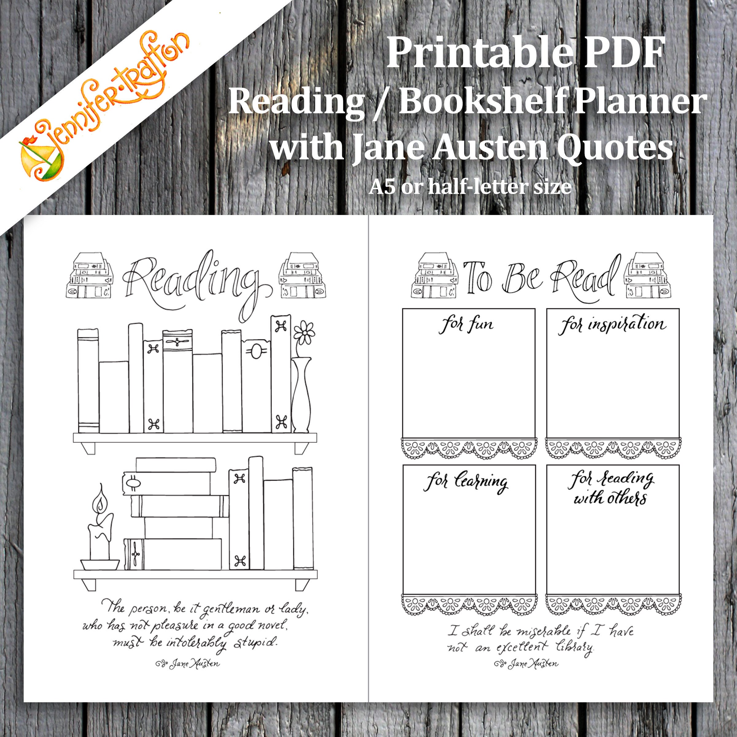reading bookshelf bullet journal spread jane austen quotes etsy singapore