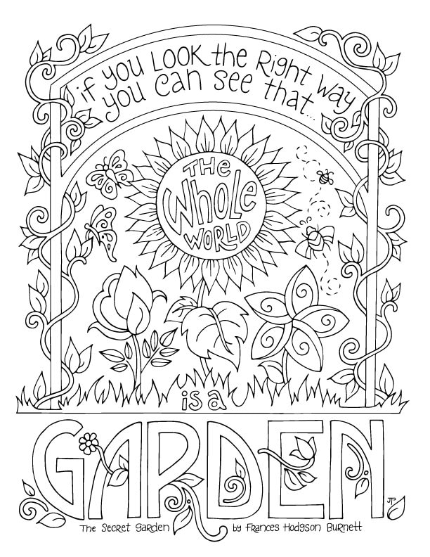 secret garden coloring page frances hodgson burnett etsy