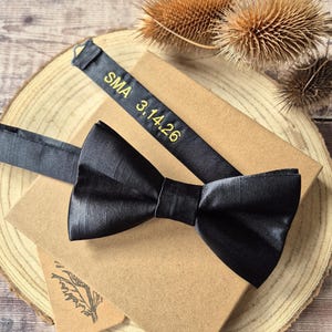 Personalized Black Bow Tie: Satin Dupion, Groomsmen Gift