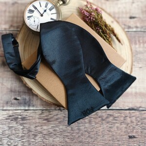 Personalised black self tie bowtie