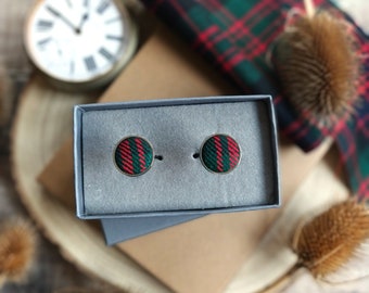 MacDonald Tartan Cuff links. Scottish Tartan Cufflinks. Men's Wool cufflinks. Men's gifts. Shirt accessories. Cufflinks. Menswear.