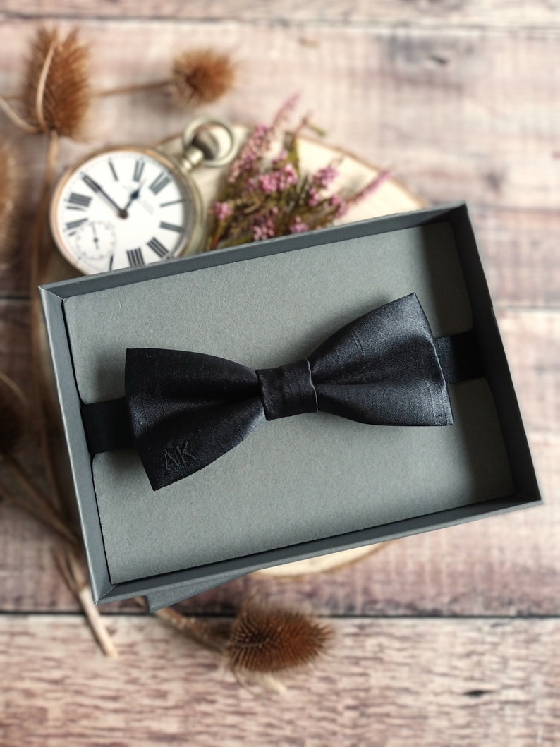 Personalised Bowtie. Black bowtie. Men's bowties. Personalised gifts for men. Men's accessories. Bowties. Wedding ideas for men. Groomsmen image 2