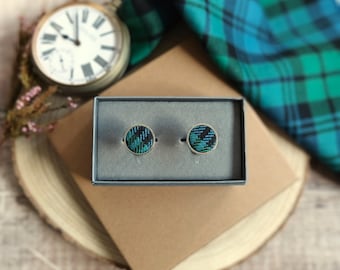 Black Watch Ancient Tartan Cuff links. Scottish Tartan Cufflinks. Men's Wool cufflinks. Men's gifts. Shirt accessories. Cufflinks. Menswear.