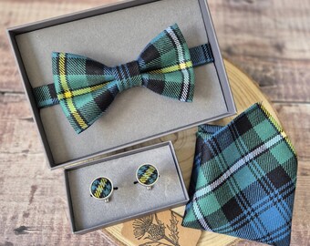 Campbell Tartan Wool Bow Tie: Campbell Cufflinks. Scottish Clan Argyll