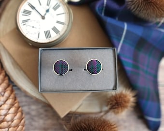 Pride Of Scotland Tartan Cuff links. Scottish Tartan Cufflinks. Men's Wool cufflinks. Men's gifts. Shirt accessories. Cufflinks. Menswear.