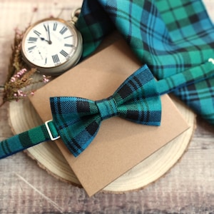 Schwarze Armbanduhr Antike Tartan Fliege. Schottenkaro Fliegen. Herrenfliege. Personalisierte Schleife. Manschettenknöpfe/Einstecktuch. Fliegen.