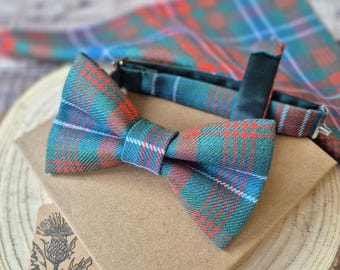 Wilson Tartan Wool Bow Tie: Tartan cufflinks. Scottish Neckwear