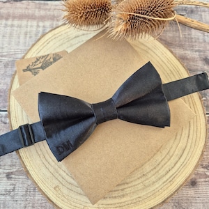 Personalised Black Bow Tie: Embroidered Satin Bowtie, Groomsmen Gift.