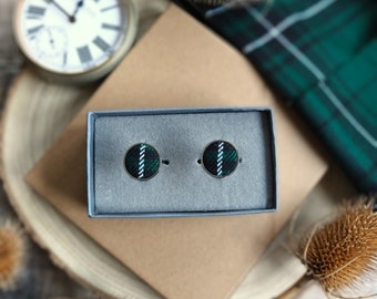 MacLean Tartan Cuff links. Scottish Tartan Cufflinks. Men's Wool cufflinks. Men's gifts. Shirt accessories. Cufflinks. Menswear.